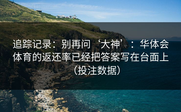 追踪记录:别再问‘大神’:华体会体育的返还率已经把答案写在台面上(投注数据)