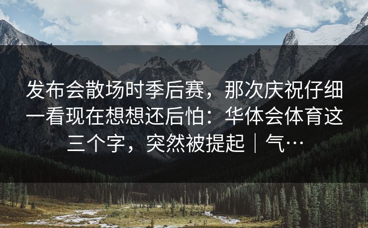 发布会散场时季后赛，那次庆祝仔细一看现在想想还后怕：华体会体育这三个字，突然被提起｜气…