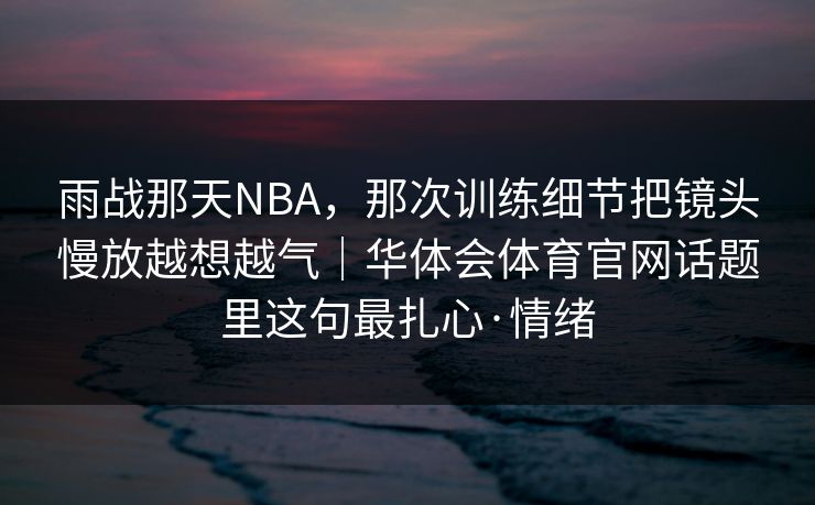 雨战那天NBA，那次训练细节把镜头慢放越想越气｜华体会体育官网话题里这句最扎心·情绪