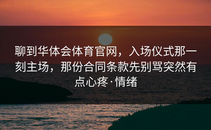 聊到华体会体育官网，入场仪式那一刻主场，那份合同条款先别骂突然有点心疼·情绪